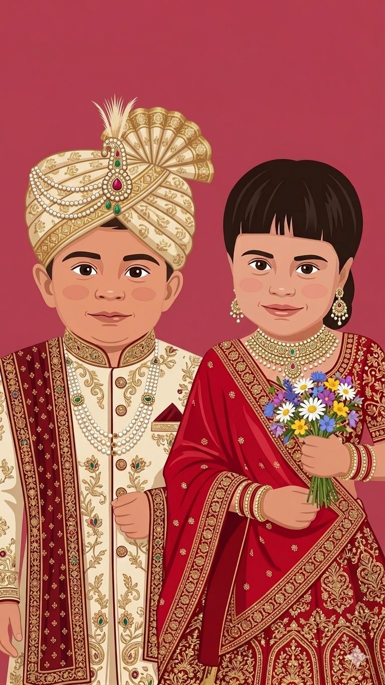 Original wedding illustration of Tayyab and Maryam